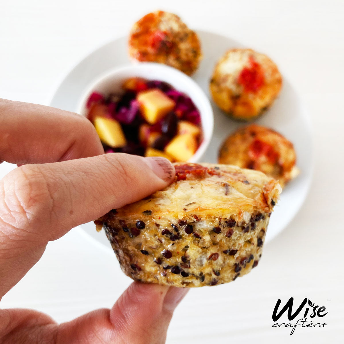 Kohlrabi Kimchi Quinoa Quiche with Tomato Chickpea Chutney
