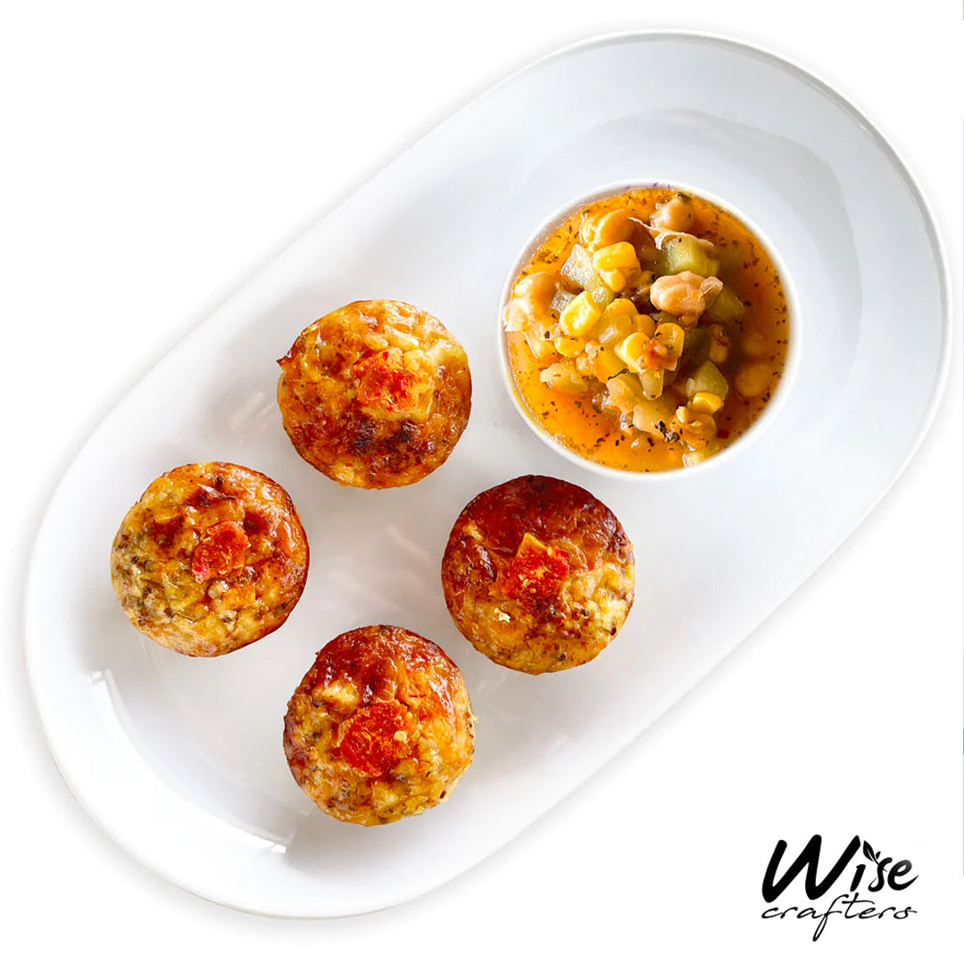 Kohlrabi Kimchi Quinoa Quiche with Tomato Chickpea Chutney