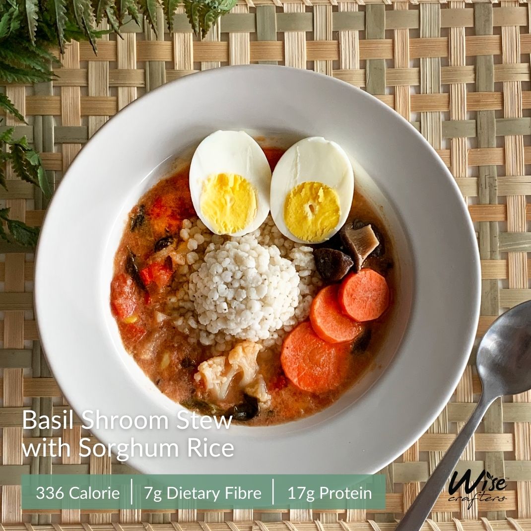 Basil Shroom Stew with Sorghum rice